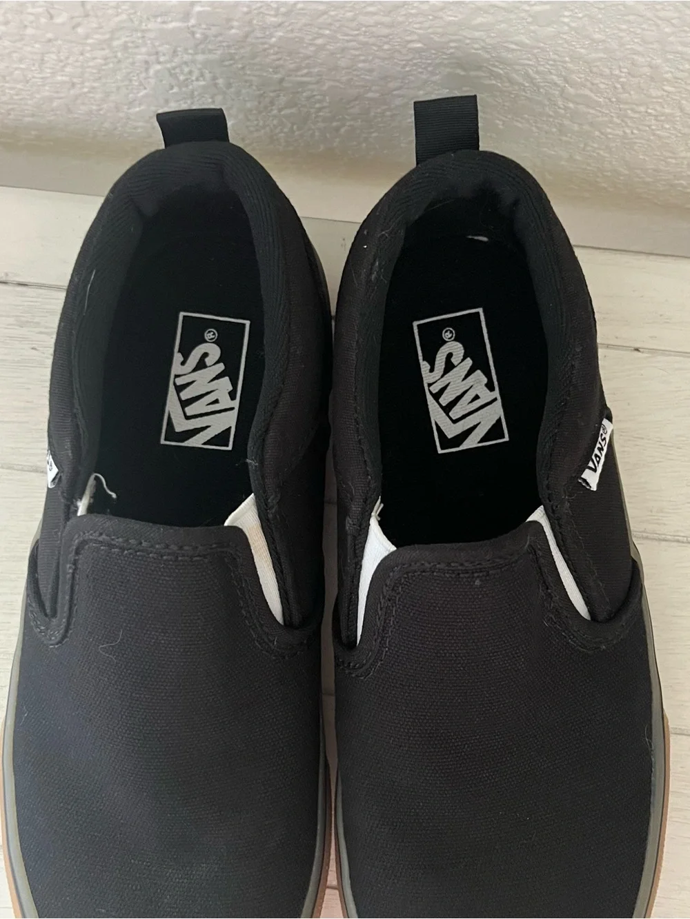 Vans Black Slip-On Sneakers with Gum Sole